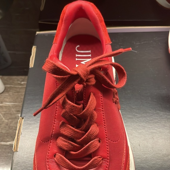Jimmy Choo red leather, suede and fabric sneakers - Picture 9 of 10